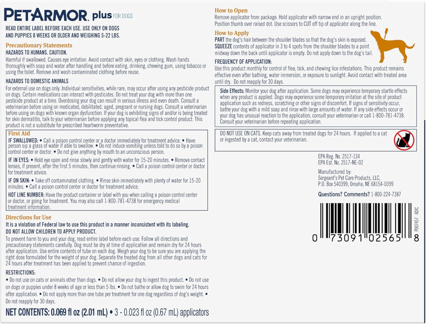 PetArmor Plus Flea and Tick Prevention for Dogs, 3 Doses, Small Dogs (5-22 lbs)