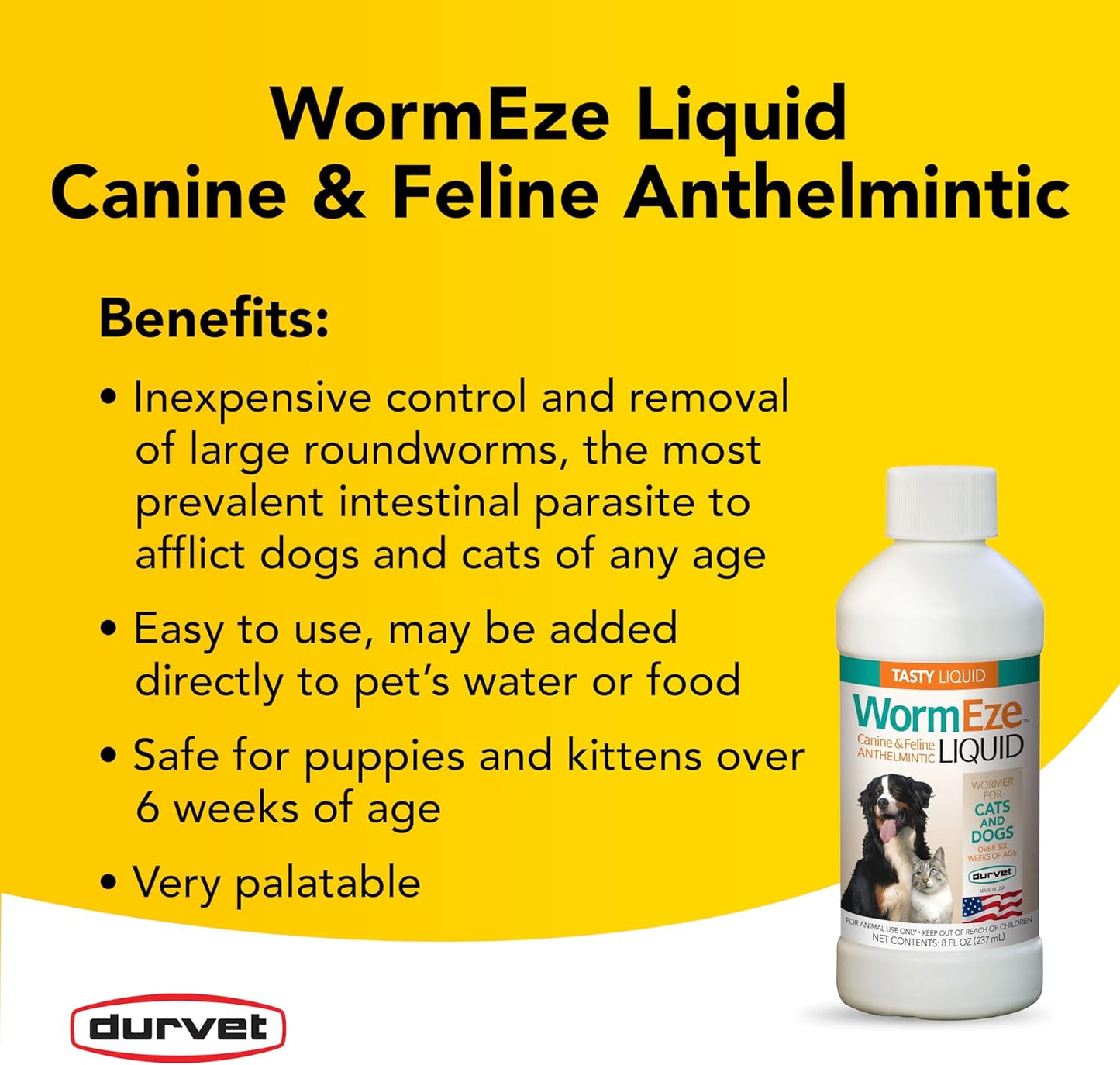 Durvet WormEze Liquid Canine & Feline Antihelmintic, 8 oz