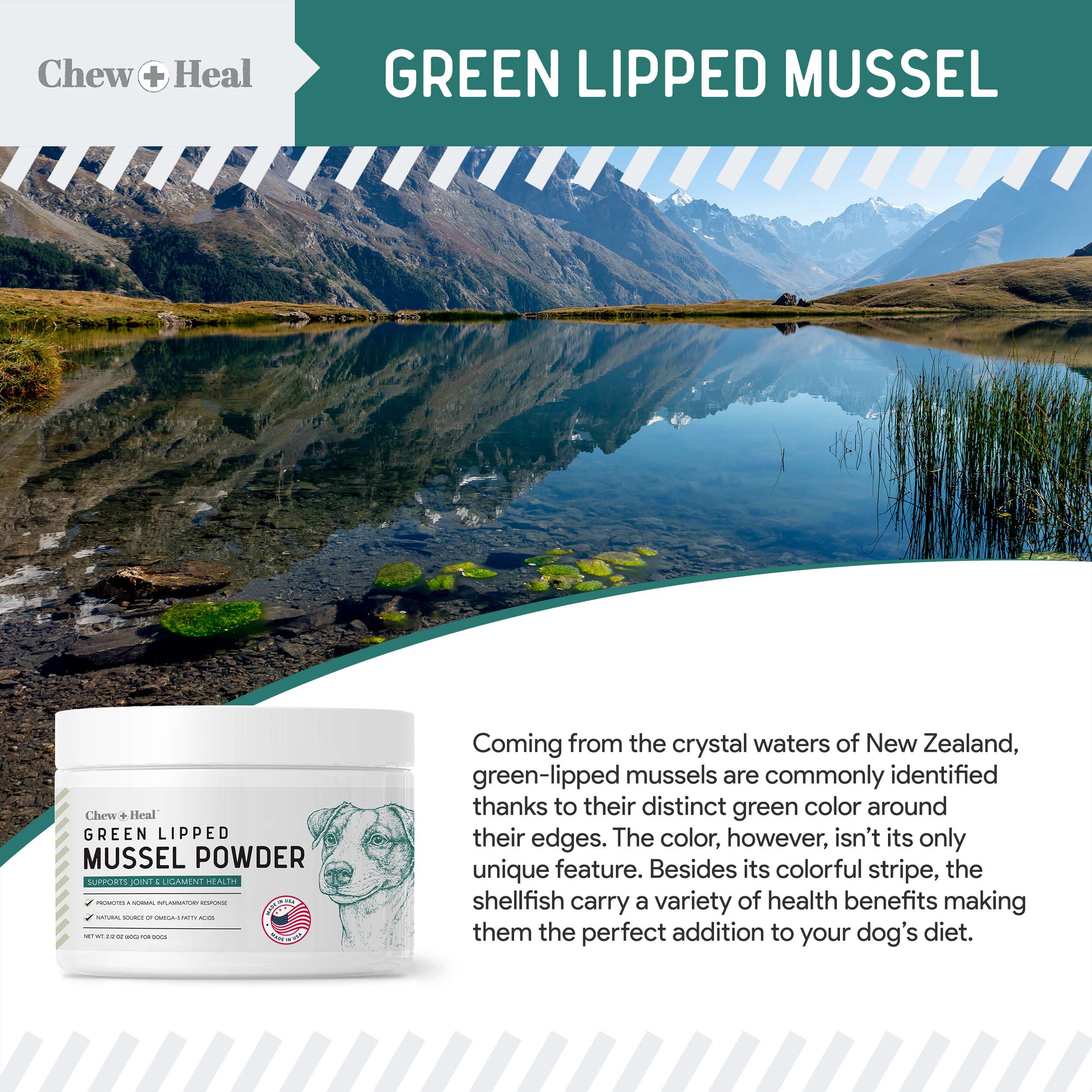 Green Lipped Mussel Powder Joint & Ligament Health Supplement for Dogs & Cats