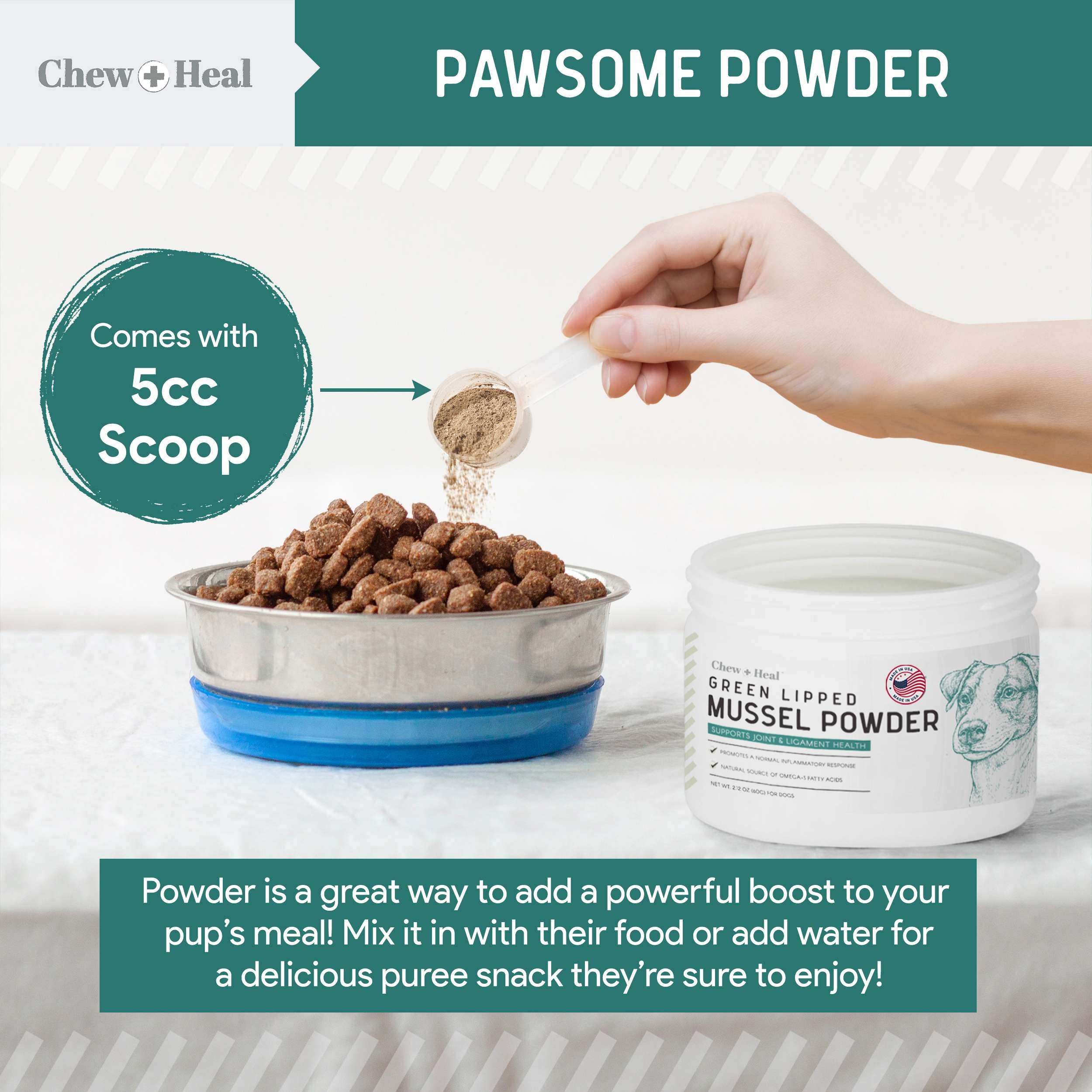 Green Lipped Mussel Powder Joint & Ligament Health Supplement for Dogs & Cats