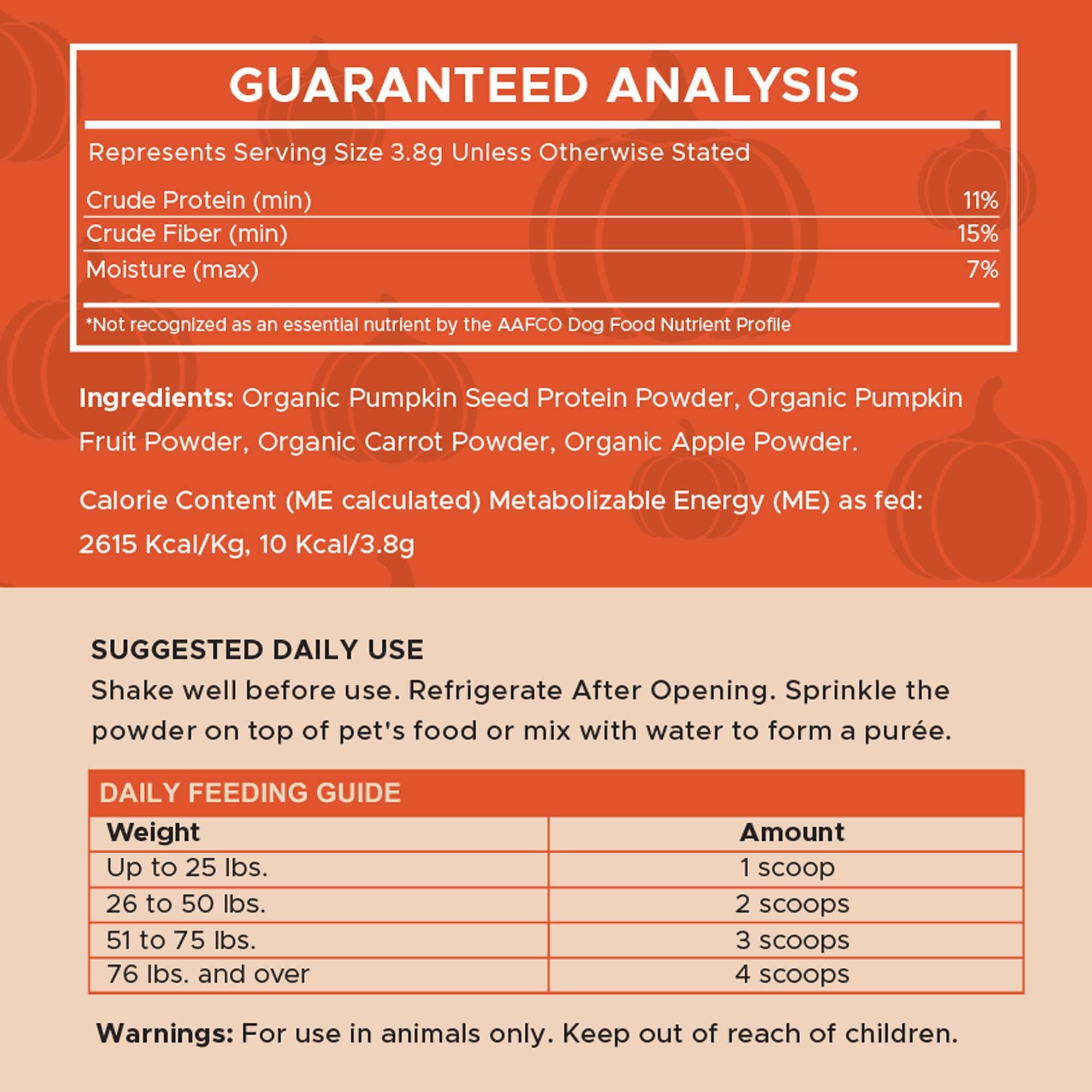 Organic Pumpkin Digestive Defense Superfood Blend Powder Digestive Aid Supplement for Dogs