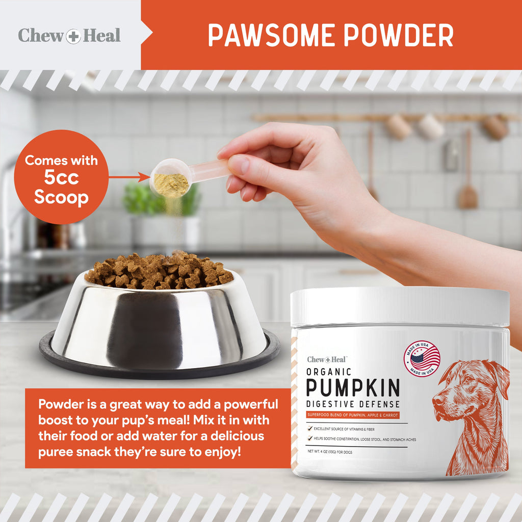 Organic Pumpkin Digestive Defense Superfood Blend Powder Digestive Aid Supplement for Dogs