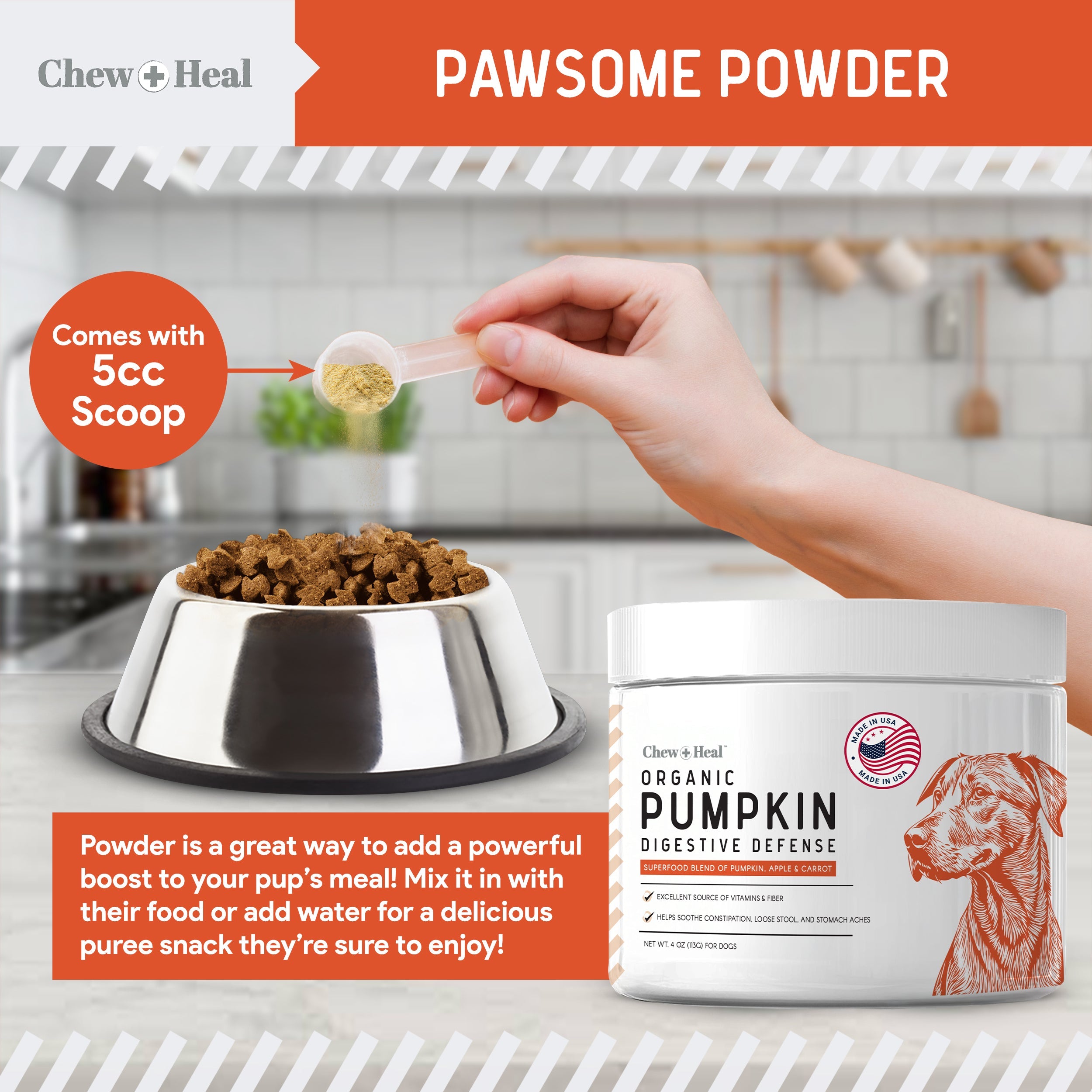 Organic Pumpkin Digestive Defense Superfood Blend Powder Digestive Aid Supplement for Dogs