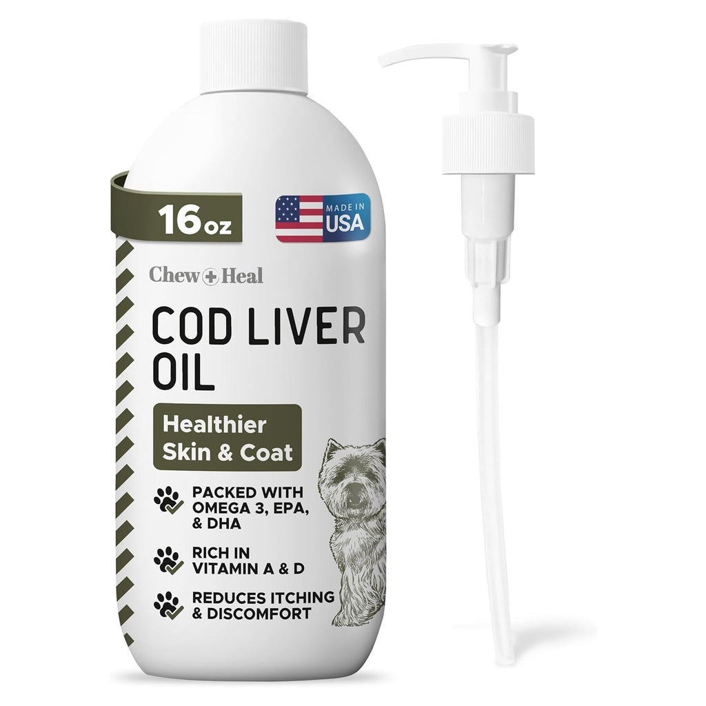 Wild-Caught Cod Liver Oil Salmon Oil Alternative Skin & Coat Liquid Supplement for Dogs