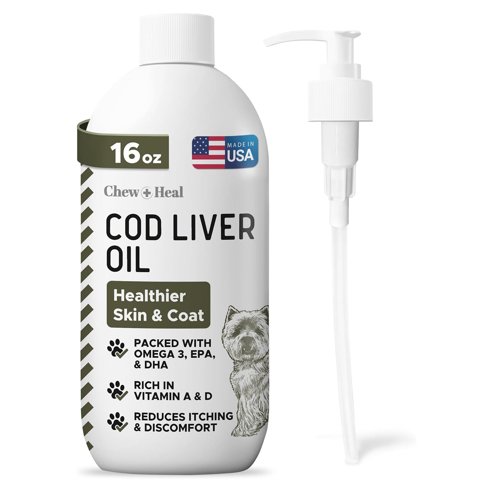 Wild-Caught Cod Liver Oil Salmon Oil Alternative Skin & Coat Liquid Supplement for Dogs