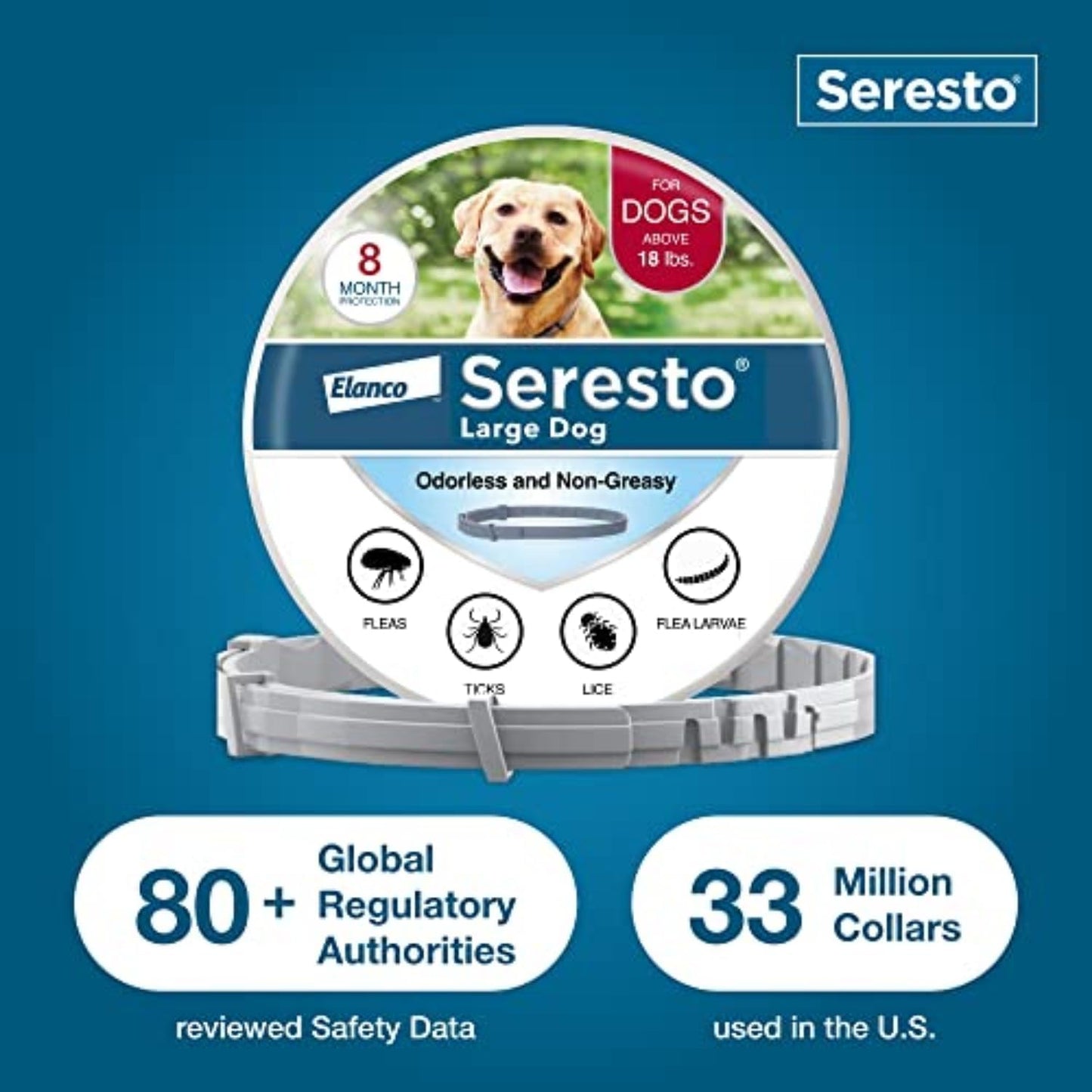 Seresto Large Dog Flea & Tick Treatment & Prevention Collar for Dogs Over 18 lbs.