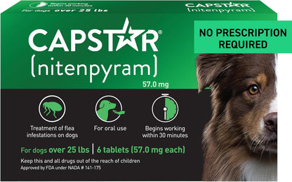 Capstar Oral Flea Treatment for Dogs, Medium & Large Dogs (Over 25 lbs), 6 Doses