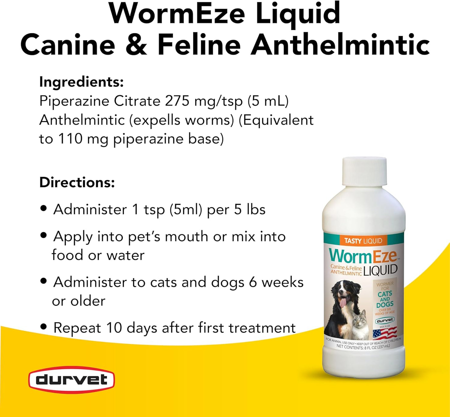 Durvet WormEze Liquid Canine & Feline Antihelmintic, 8 oz