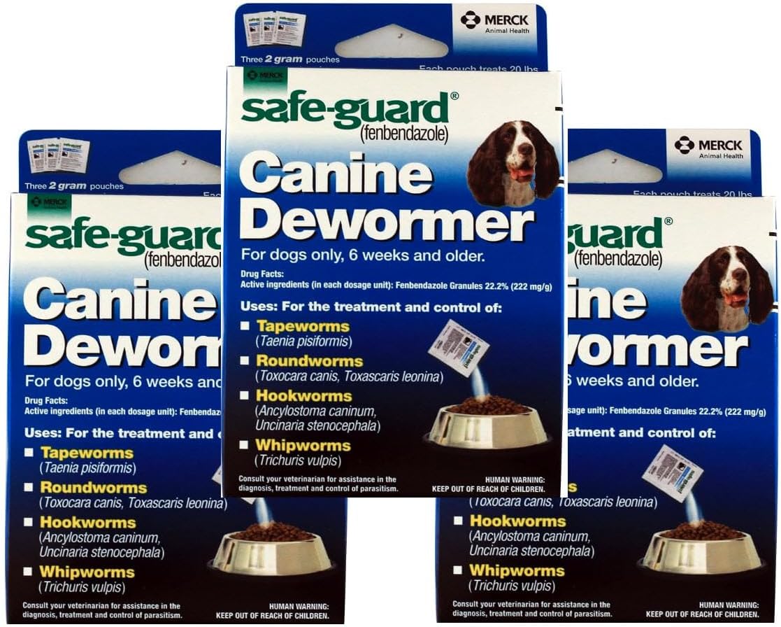 Safe-Guard Canine Dewormer For Dogs Only, 6 Weeks and Older, 9 Pouches Total (3 Packages with 3 Pouches each)