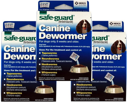 Safe-Guard Canine Dewormer For Dogs Only, 6 Weeks and Older, 9 Pouches Total (3 Packages with 3 Pouches each)