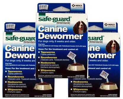 Safe-Guard Canine Dewormer For Dogs Only, 6 Weeks and Older, 9 Pouches Total (3 Packages with 3 Pouches each)
