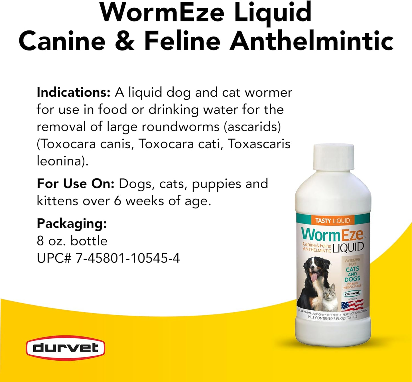 Durvet WormEze Liquid Canine & Feline Antihelmintic, 8 oz