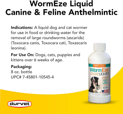 Durvet WormEze Liquid Canine & Feline Antihelmintic, 8 oz