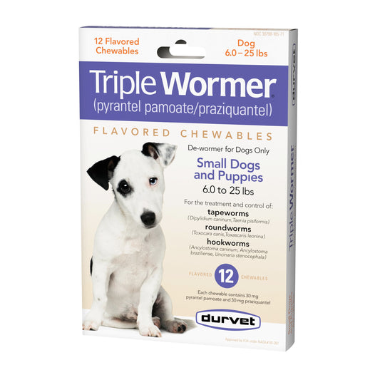 Durvet 12-Pack Triple Wormer Tablets for Puppies and Small Dogs