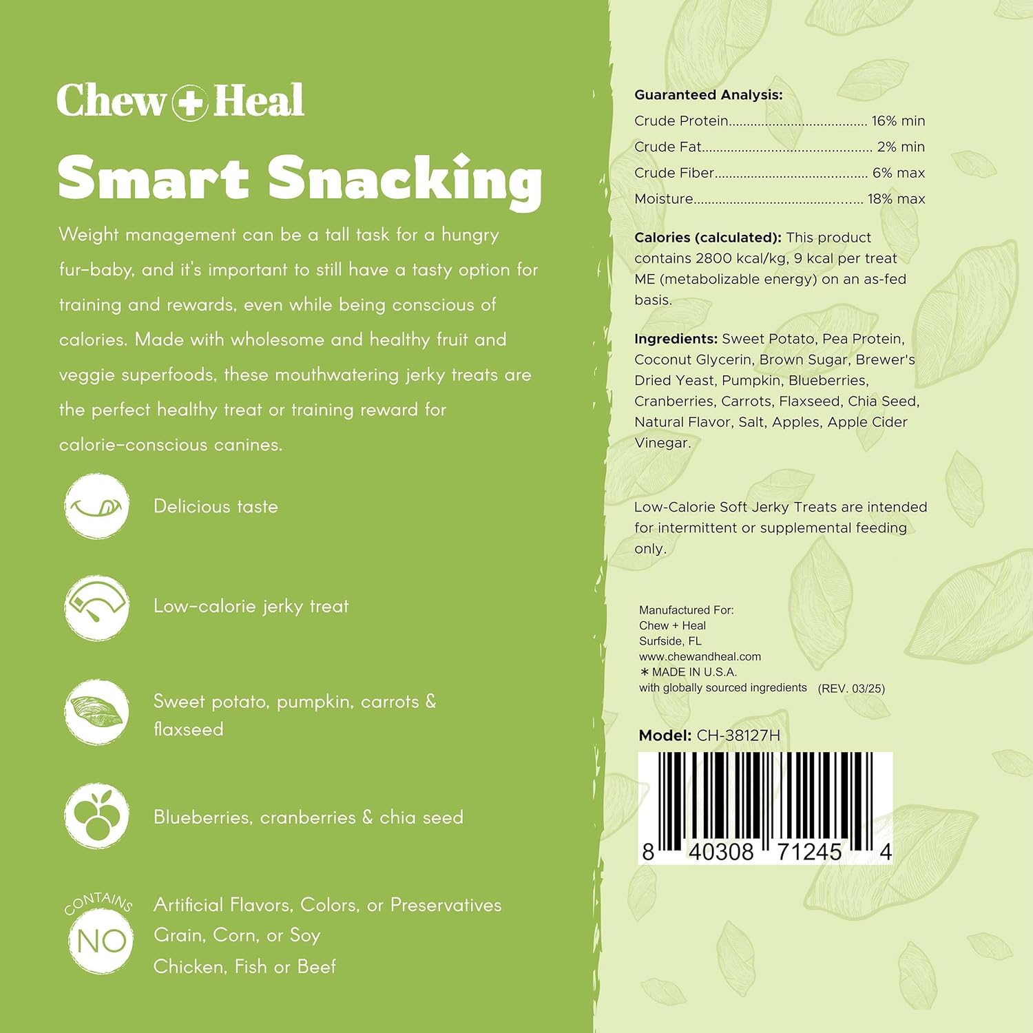 Limited Ingredient Low Calorie Fruit & Veggie Superfoods Soft Jerky Dog Treats