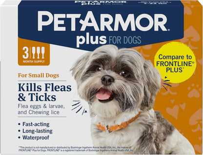 PetArmor Plus Flea and Tick Prevention for Dogs, 3 Doses, Small Dogs (5-22 lbs)