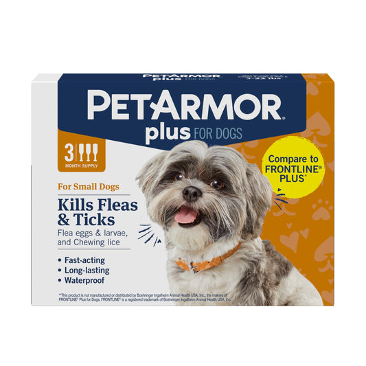 PetArmor Plus Flea and Tick Prevention for Dogs, 3 Doses, Small Dogs (5-22 lbs)