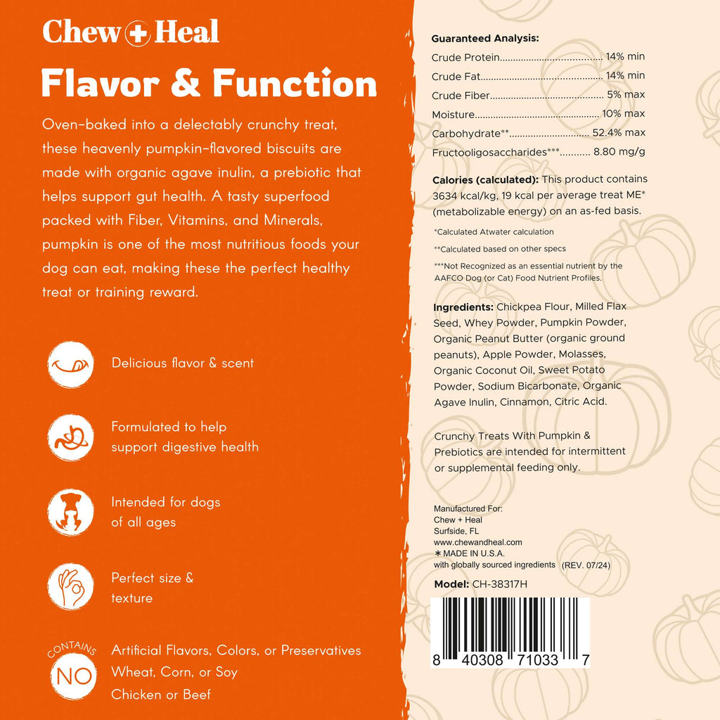 Pumpkin & Prebiotic Fiber Crunchy Biscuit Dog Treats