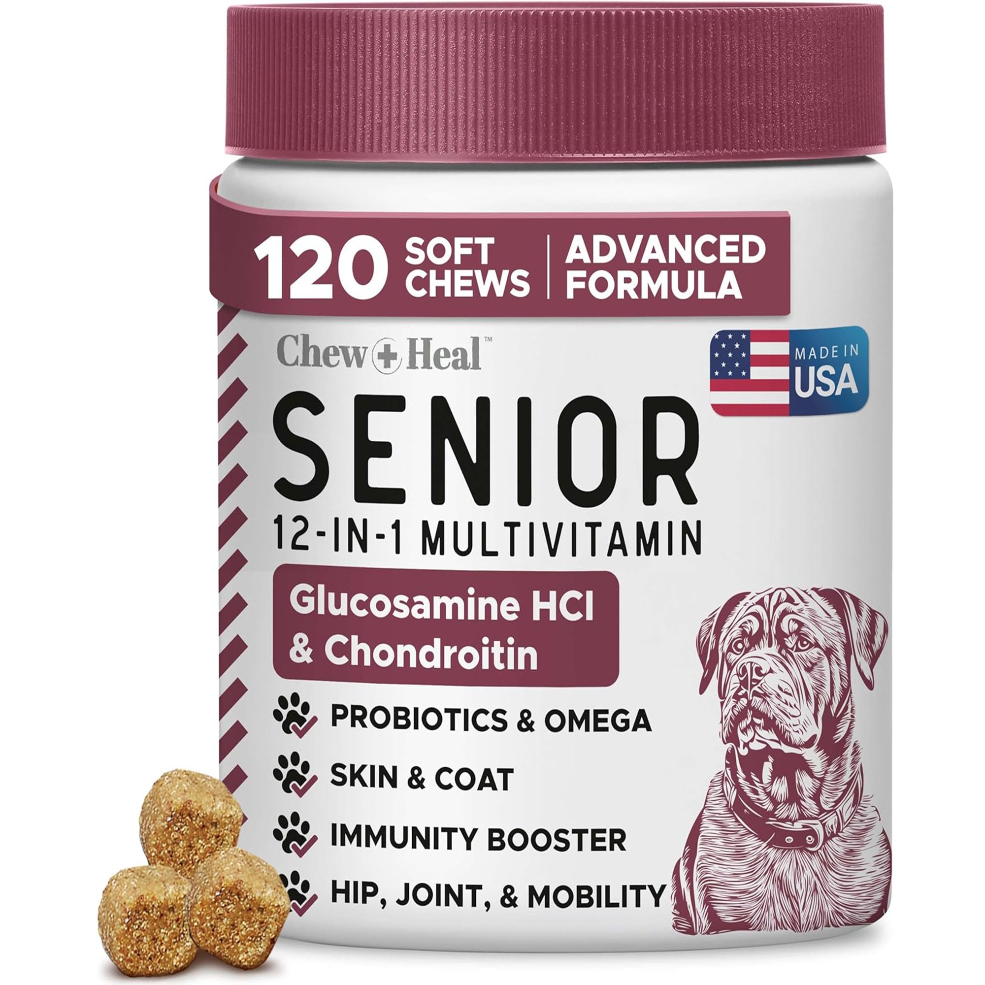 Senior 12-In-1 Advanced Multivitamin Soft Chews Supplement for Senior Dogs