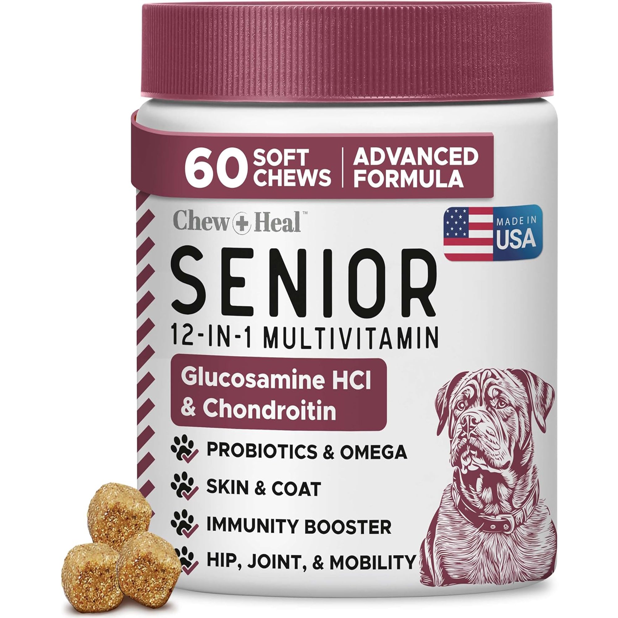 Senior 12-In-1 Advanced Multivitamin Soft Chews Supplement for Senior Dogs